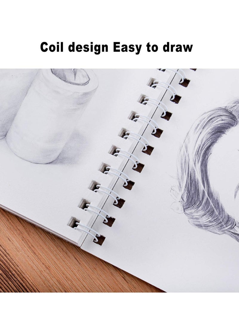 دفتر رسم، 8”X11.5” 100  (110 جرام/متر مربع)، دفتر رسم فني ملزم بشكل حلزوني، ورق رسم متين خالي من الأحماض للرسم، الطلاء، الرسم التخطيطي أو الخربشة، غلاف وردي، ورق أبيض - Image 3